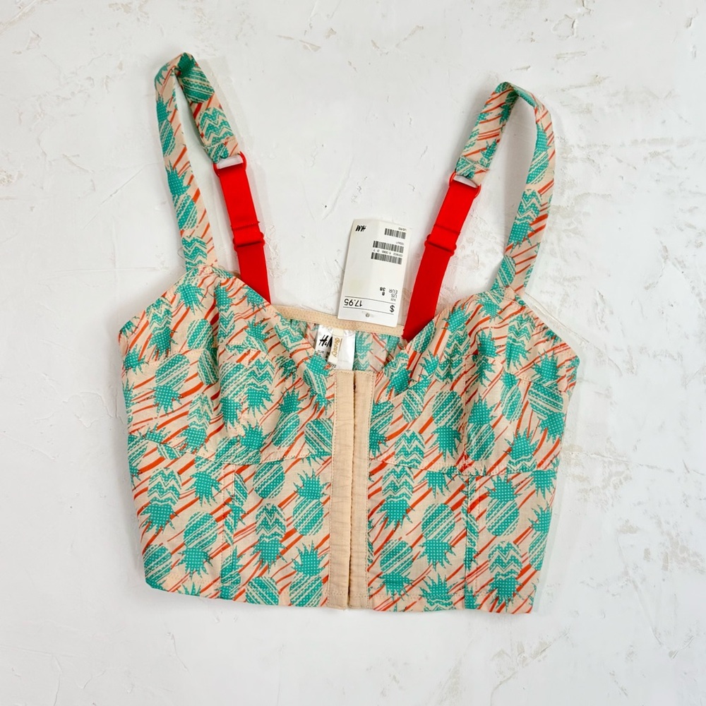 H&M Tank Top  Bustier Style and Sleeveless Design with Pineapple Pattern